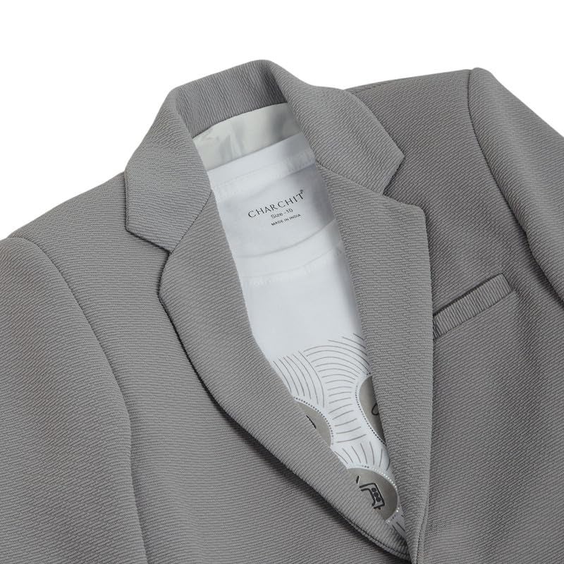 CHARCHIT Boys Regular Fit Plain Blazer and T-Shirt - Image 5