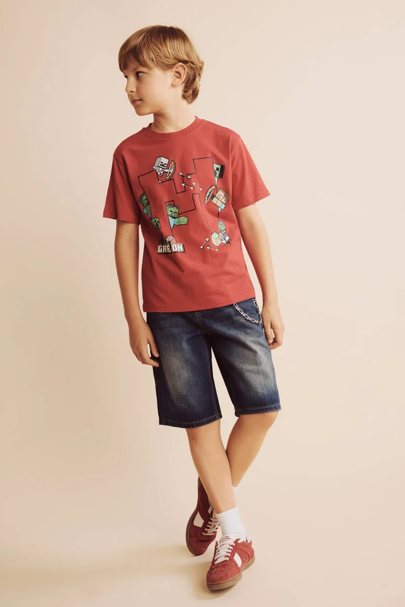 DeFacto Oversize Fit Minecraft Licensed Short Sleeve T-Shirt