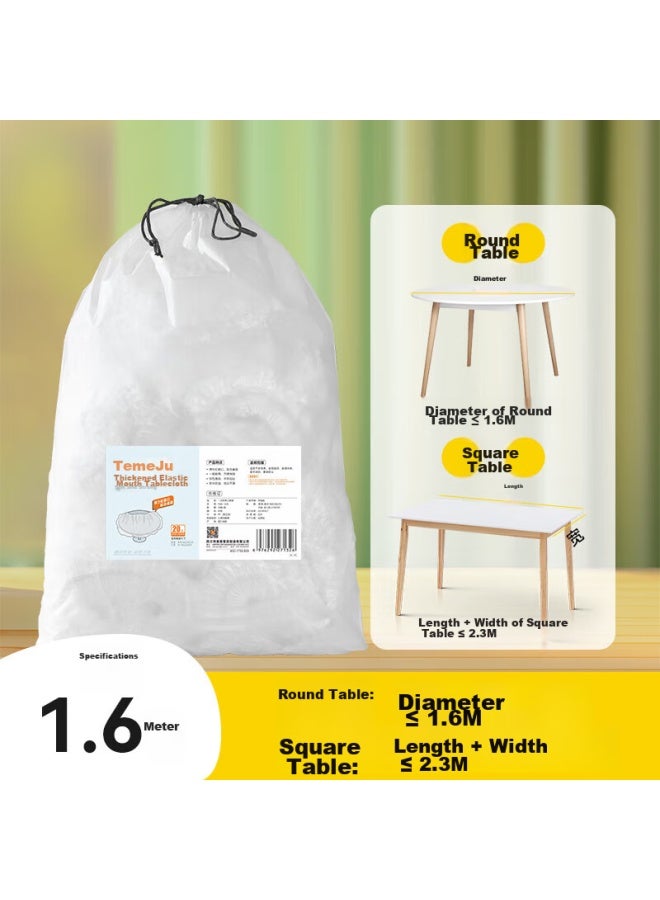 Temeiju Disposable Tablecloth With Elastic Edge, Thick Waterproof And Oil-proof Film For Round And Rectangular Tables, Picnic Mat, 1.6m*20 Sheets - Image 1