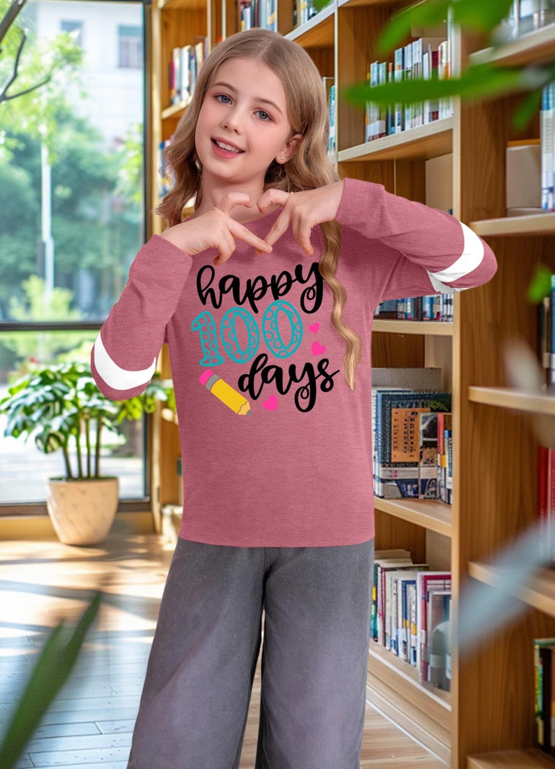 MEESHEEP 100 Days of School Shirt Kidsï¼šHappy 100 Day Shirts Boys Girls School-Day Tshirts Cute Graphic Tee Tops 4-12y(Pink1,120) - Image 3