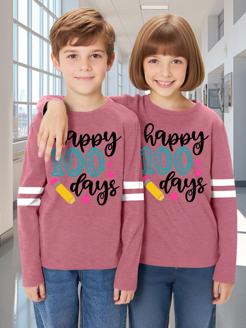 MEESHEEP 100 Days of School Shirt Kidsï¼šHappy 100 Day Shirts Boys Girls School-Day Tshirts Cute Graphic Tee Tops 4-12y(Pink1,120) - Image 2