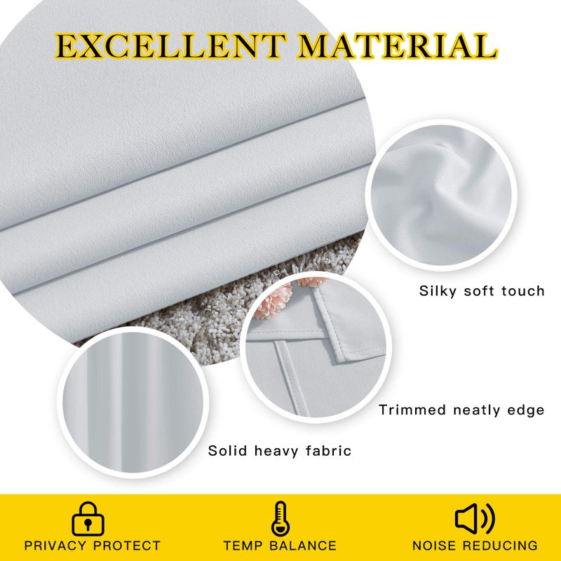 NICETOWN Room Darkening Curtain Panels - Home Fashion Ring Top Thermal Insulated Room Darkening Curtains for Bedroom/Nursery (Greyish White=Light Grey, 2 Panels, 52 inches W x 95 inches) - Image 4