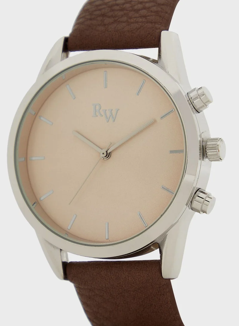 Robert Wood Analogue Watch And Bracelet Gift Set