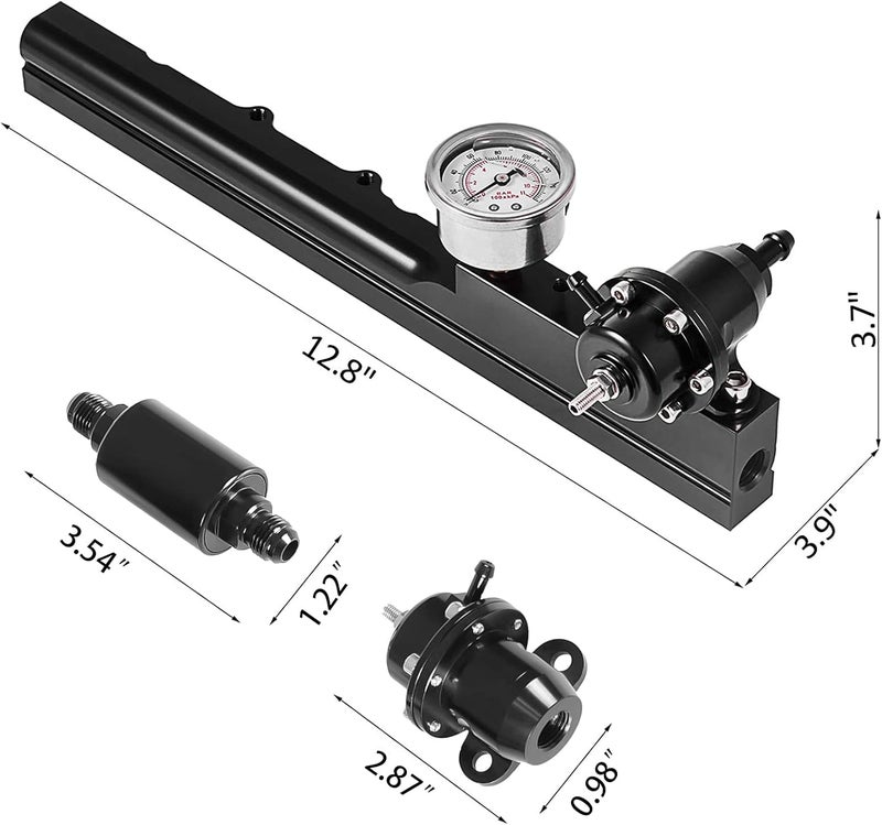 Endxedo HighFlow Fuel Rail Kit with Pressure Regulator Gauge for Honda BSeries Swapped Engines B16 B18 B20 12 Large Fuel Bore Compatible with Civic Integra B16A2 B18C1 B18C5 - Image 4