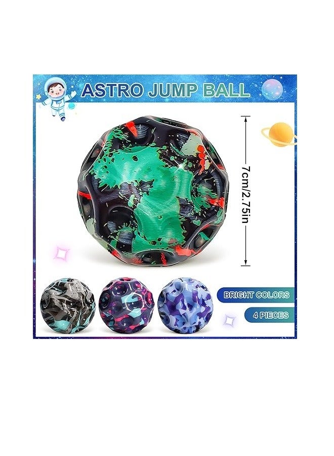 ENAIAH Pack of 4 Astro Jump Ball Bounce Ball High Jumping Rubber Ball Ball that Comes Back Moonball A Popping Sound Make Bounce Hole Ball Moon Ball Lava Ball for Children Outdoor  - Image 2