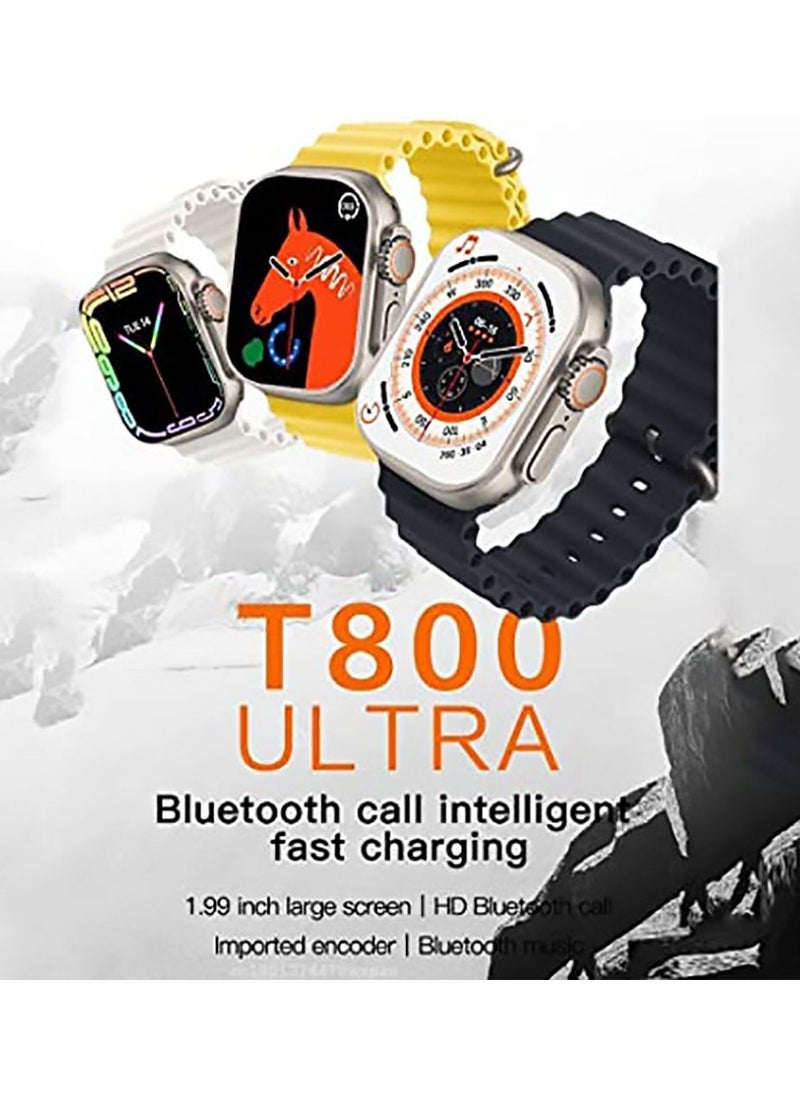 Generic Smart Watch Ultra T800 Multi Functional Wireless Charging Super Fast Latest Smart Watch With Ocean Band silver Black  - Image 2