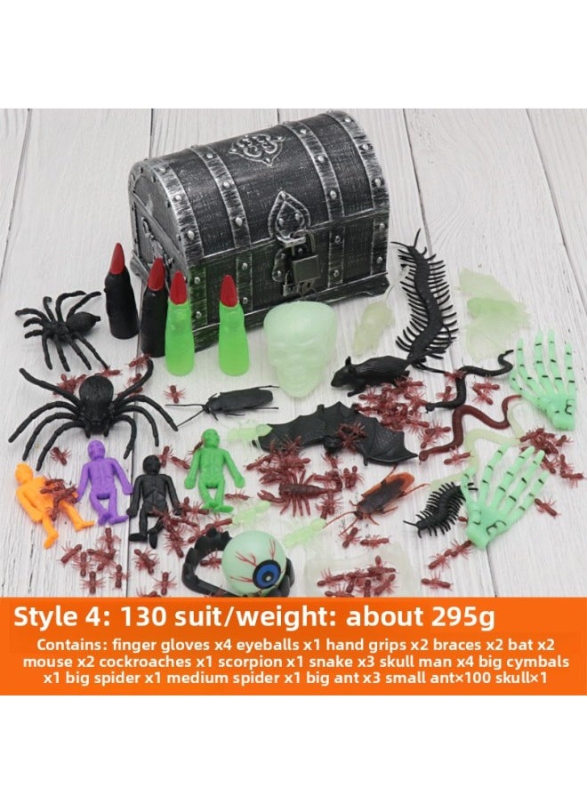 Generic Halloween Trick Toys Chest Box Chest Box Insect Set Dress Up Trick Scary Toys-Color:Style Four (130PCs)  - Image 1