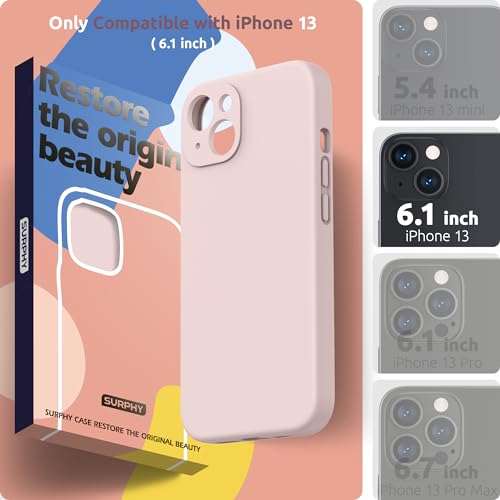 SURPHY Compatible with iPhone 13 Case with Screen Protector, (Camera Protection & Soft Microfiber Lining) Liquid Silicone Phone Case 6.1 inch 2021, Pink Sand - Image 2