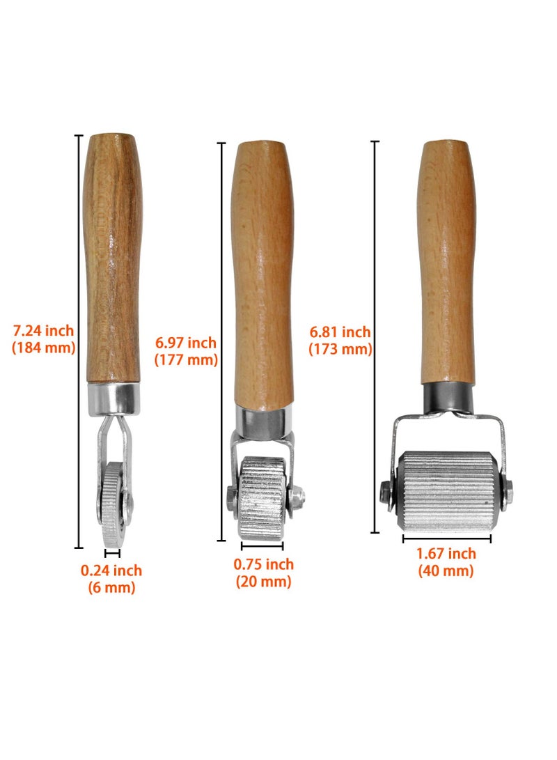 Generic Car Sound Deadening Hand Roller Sound Noise Insulation Tool 3PCS For Auto Noise Roller Car Sound Deadener Application Installation Tool Rolling Wheel Interior Accessories Working Area with Wood Handle  - Image 2