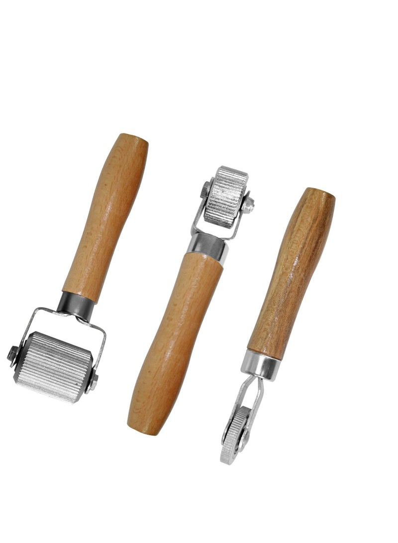 Generic Car Sound Deadening Hand Roller Sound Noise Insulation Tool 3PCS For Auto Noise Roller Car Sound Deadener Application Installation Tool Rolling Wheel Interior Accessories Working Area with Wood Handle  - Image 4