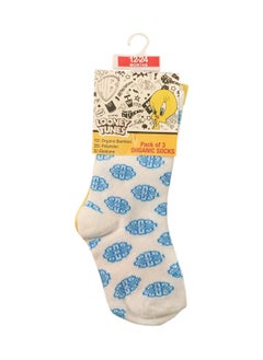 Looney Tunes Tweety Bamboo Cotton Sock - Printed (Pack Of 3) - White/Yellow/Pink 12-24M  - Image 1