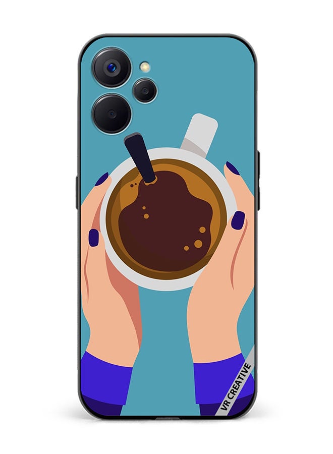 VR CREATIVE غطاء حماية لهاتف Realme 10 5G بتصميم يد أنثوية تحمل كوب قهوة متعدد الألوان - Image 1