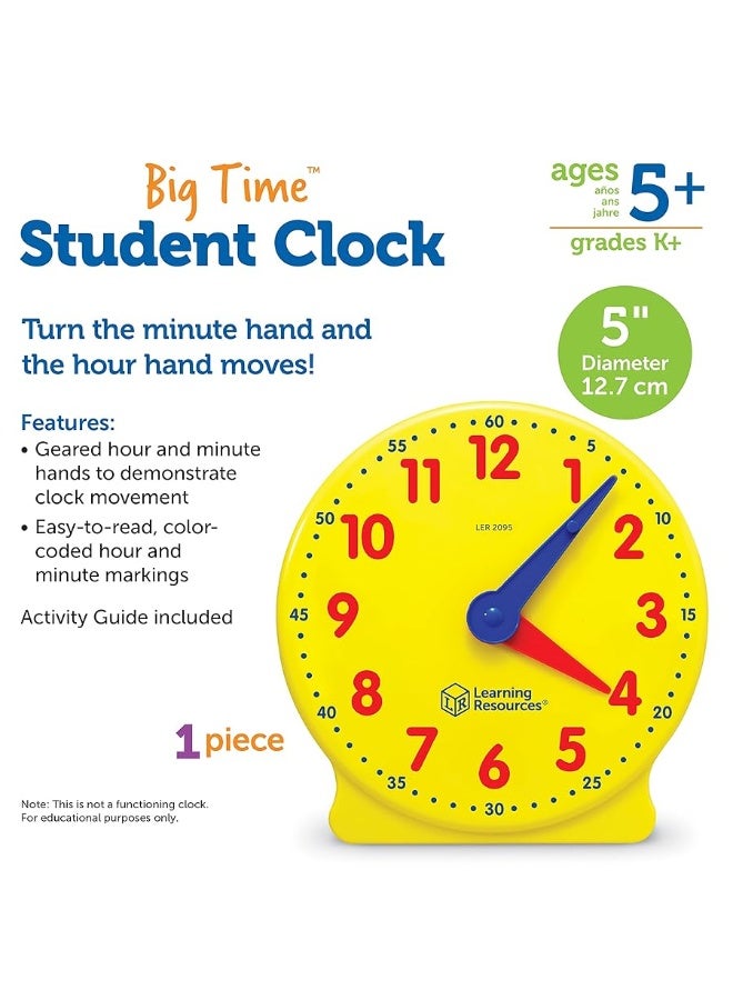 Learning Resources Learning Resources Big Time Student Clock, Teaching & Demonstration Clock, Develops Time and Early Math Skills, Ages 5+, Clock for Learning, 12 Hour,Back to School Gifts - Image 1