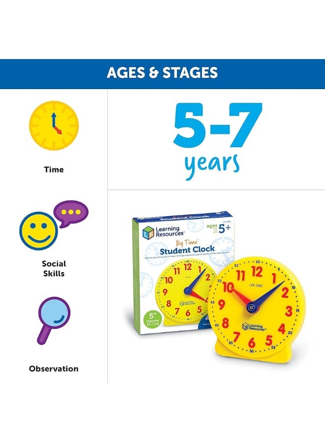 Learning Resources Learning Resources Big Time Student Clock, Teaching & Demonstration Clock, Develops Time and Early Math Skills, Ages 5+, Clock for Learning, 12 Hour,Back to School Gifts - Image 4