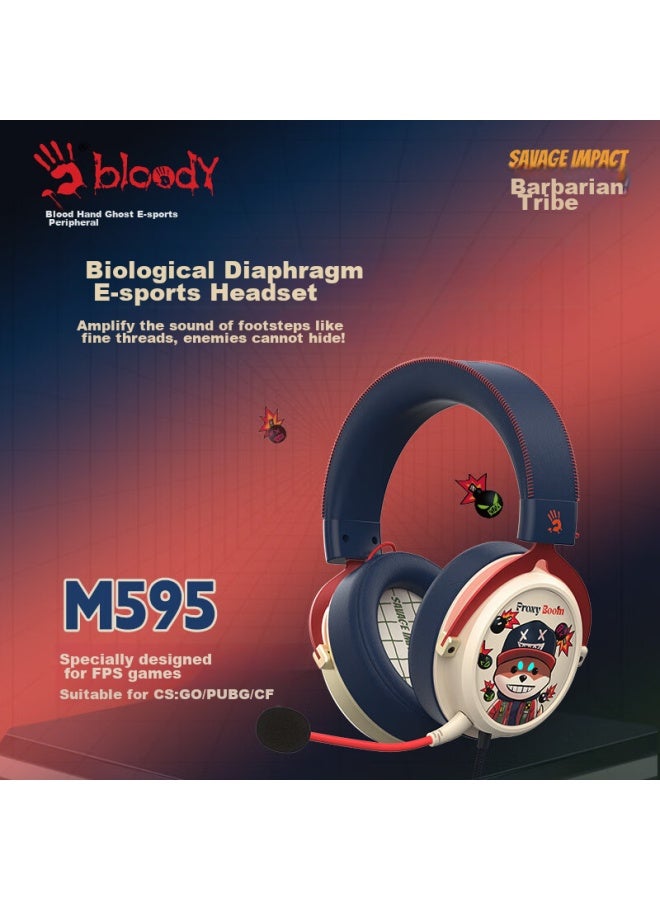 A4tech M595 Wired Gaming Headset, Over-ear, Blood Hand Phantom, Computer Cs Pubg Headset, Fps, Mingmo Yuanxu Zhuyan, Wild Tribe Gaming Headset, Mechanical Dog - Image 1