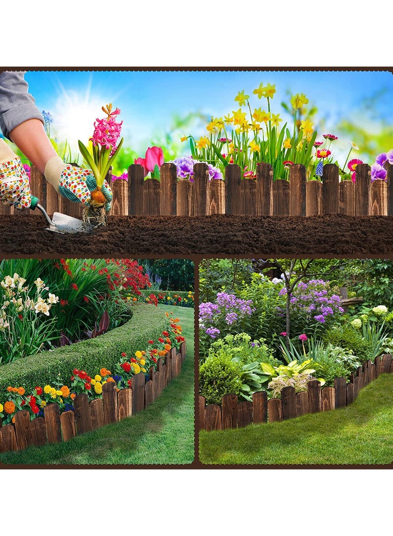 LINGWEI Wooden Garden Fence Plants Flower Bed Edging Wooden Interlocking Panels Antiseptic For Partition Wall Landscaping Garden Edging Border Outdoor Lawn Stakes - Image 4