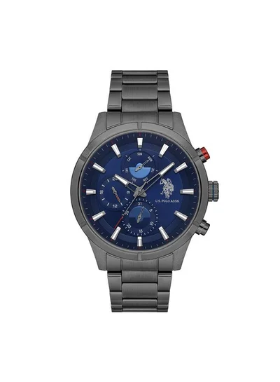 U.S. Polo Assn. Crossing 46mm Multifunction Men's Watch with Blue Dial & Stainless Steel Bracelet