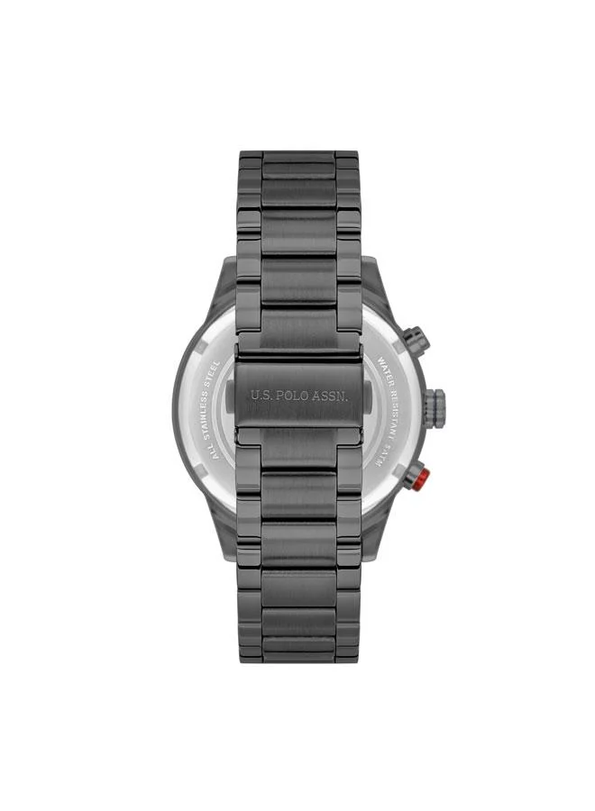 U.S. Polo Assn. Crossing 46mm Multifunction Men's Watch with Blue Dial & Stainless Steel Bracelet
