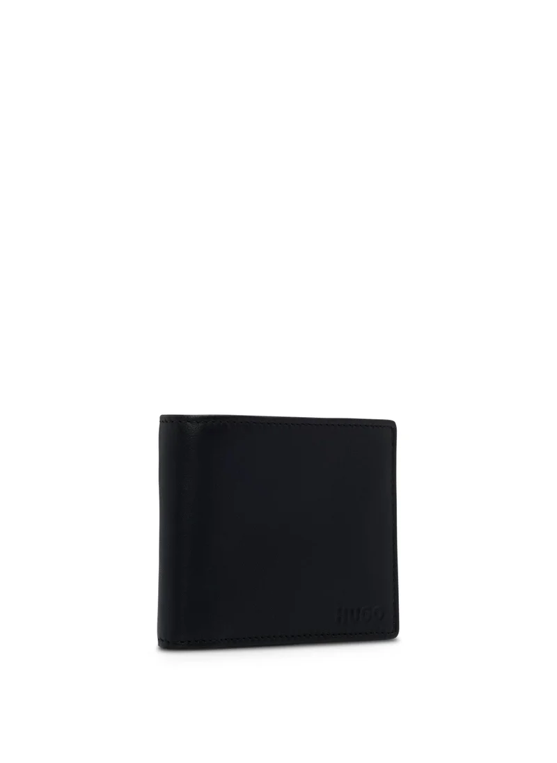 HUGO Leather billfold wallet with logo details