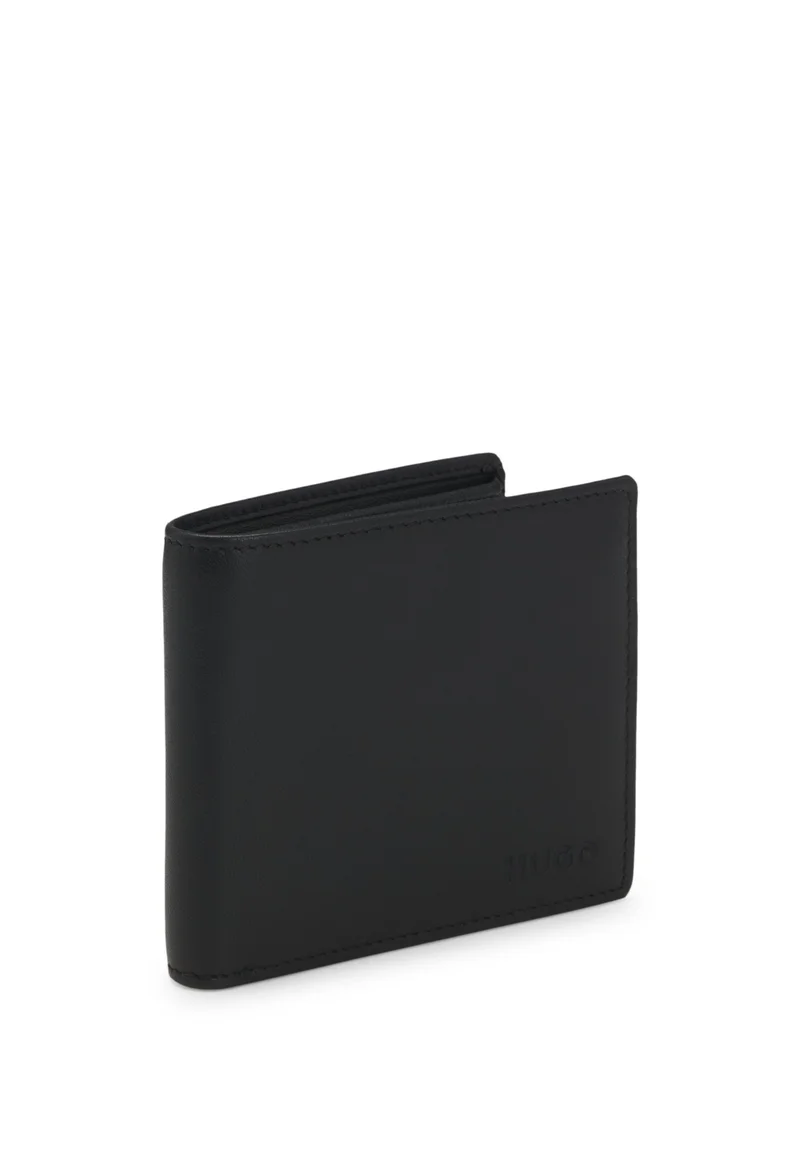 HUGO Grained-leather folding wallet with embossed logo