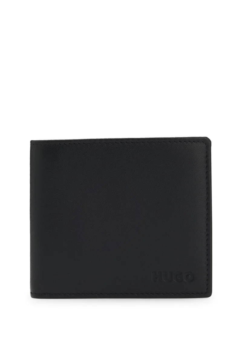 HUGO Grained-leather folding wallet with embossed logo