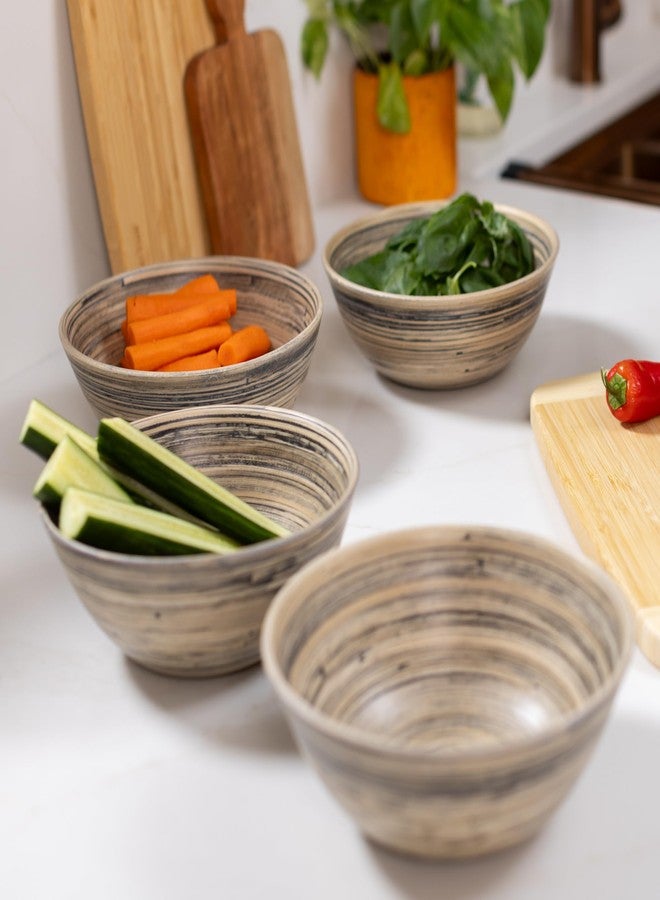 LEXA Bamboo Salad Bowl Set - 4 Individual 8-Inch Natural Bamboo Bowls, Handmade Serving Bowls, Perfect for Salads, Snacks & Entertaining, Black - Image 4