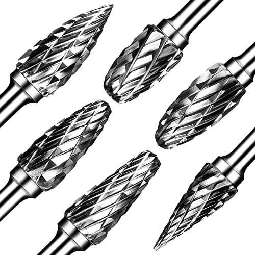 Semderm Carbide Burr Set, Die Grinder Bits, 10 PCS 1/8" Shank Double Cut Tungsten Carbide Rotary Burrs Set Compatible with Dremel Bits for Metal Wood Carving Engraving Polishing - Image 4
