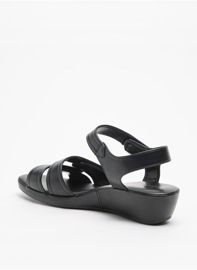 Le Confort Women Solid Open Toe Sandals with Wedge Heels and Hook and Loop Closure  - Image 2