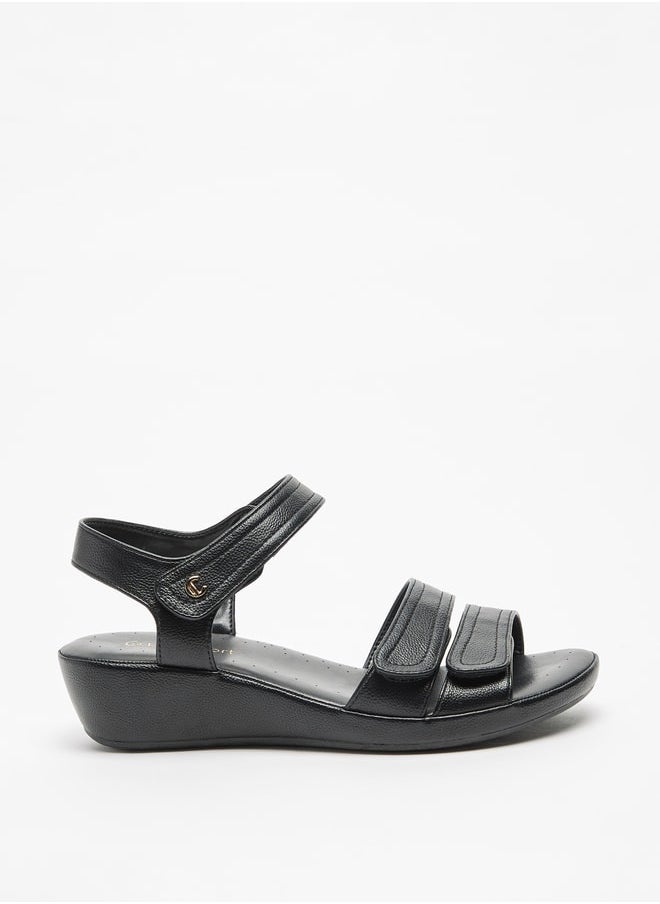 Le Confort Women Solid Open Toe Sandals with Wedge Heels and Hook and Loop Closure  - Image 3