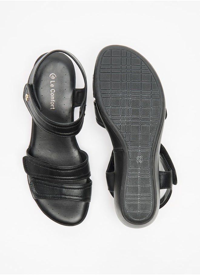 Le Confort Women Solid Open Toe Sandals with Wedge Heels and Hook and Loop Closure  - Image 4