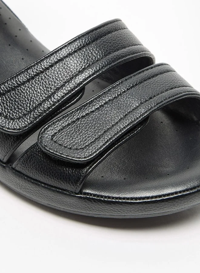 Le Confort Women Solid Open Toe Sandals with Wedge Heels and Hook and Loop Closure