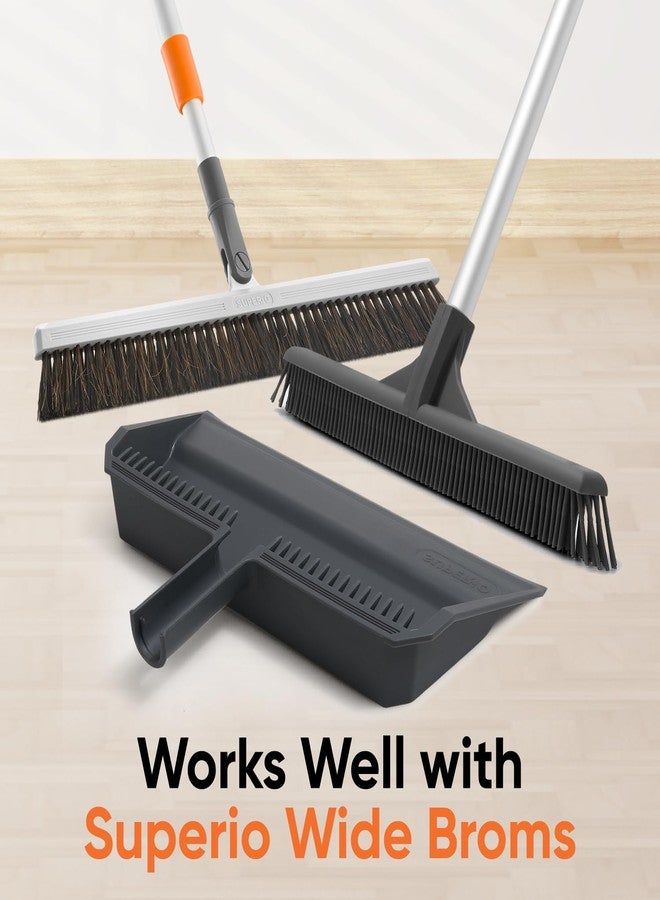 Superio Wide Plastic Dustpan with Comb - 16" Wide, Rubber Lip, Broom Handle Clip, Grey - Image 5