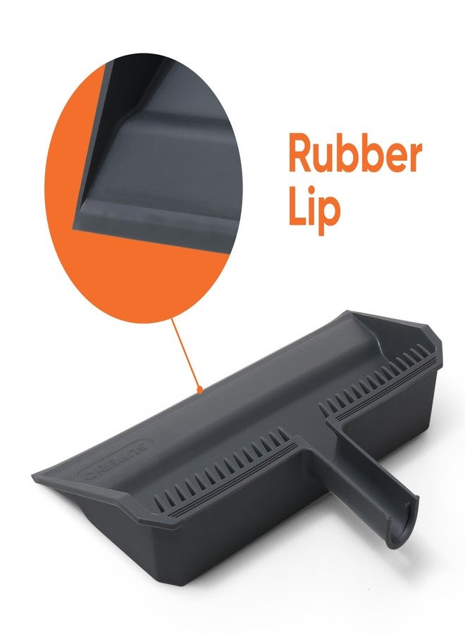 Superio Wide Plastic Dustpan with Comb - 16" Wide, Rubber Lip, Broom Handle Clip, Grey - Image 4