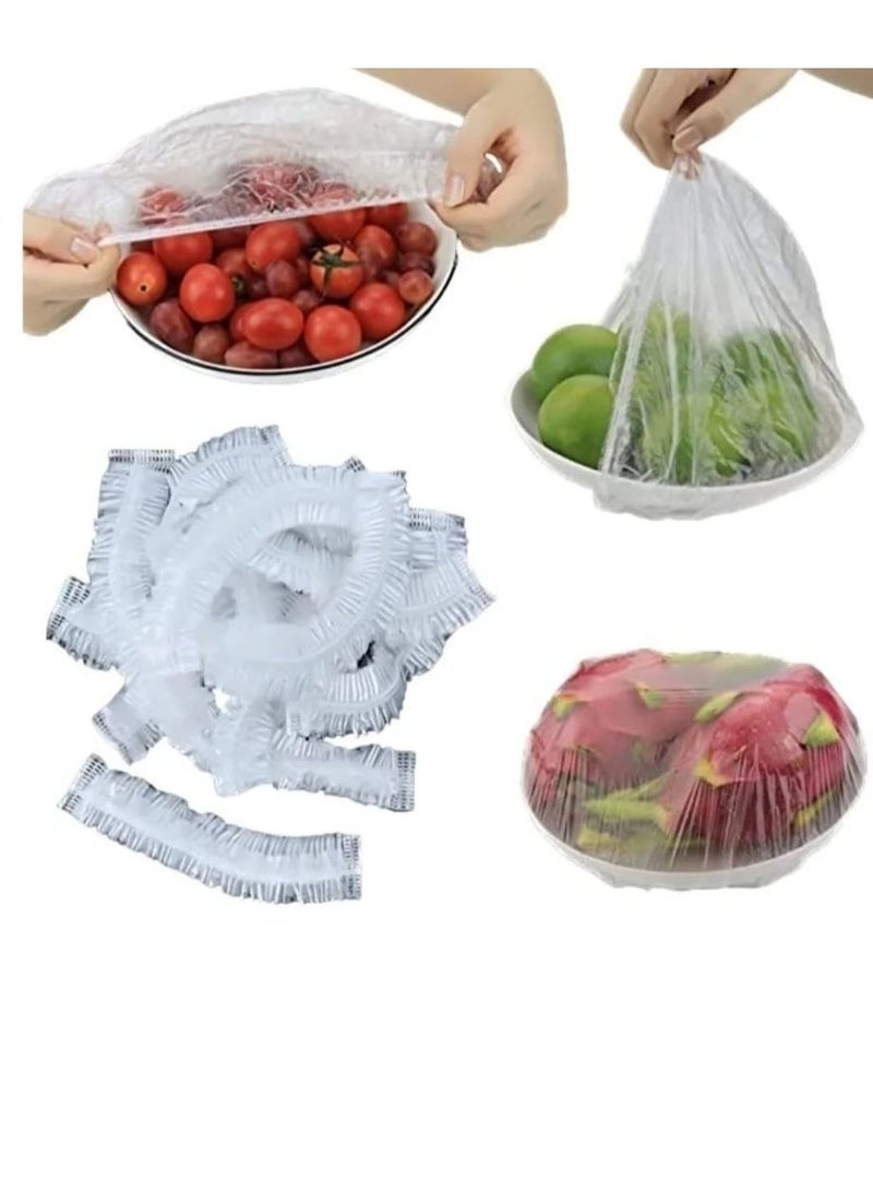 600 كيس لحفظ الطعام - أغطية طعام - أكياس مرنة لحفظ الطعام طازجًا - أغطية أوعية قابلة للتمدد، أكياس حفظ شفافة للاستخدام مرة واحدة للفواكه وبقايا الطعام - Image 2