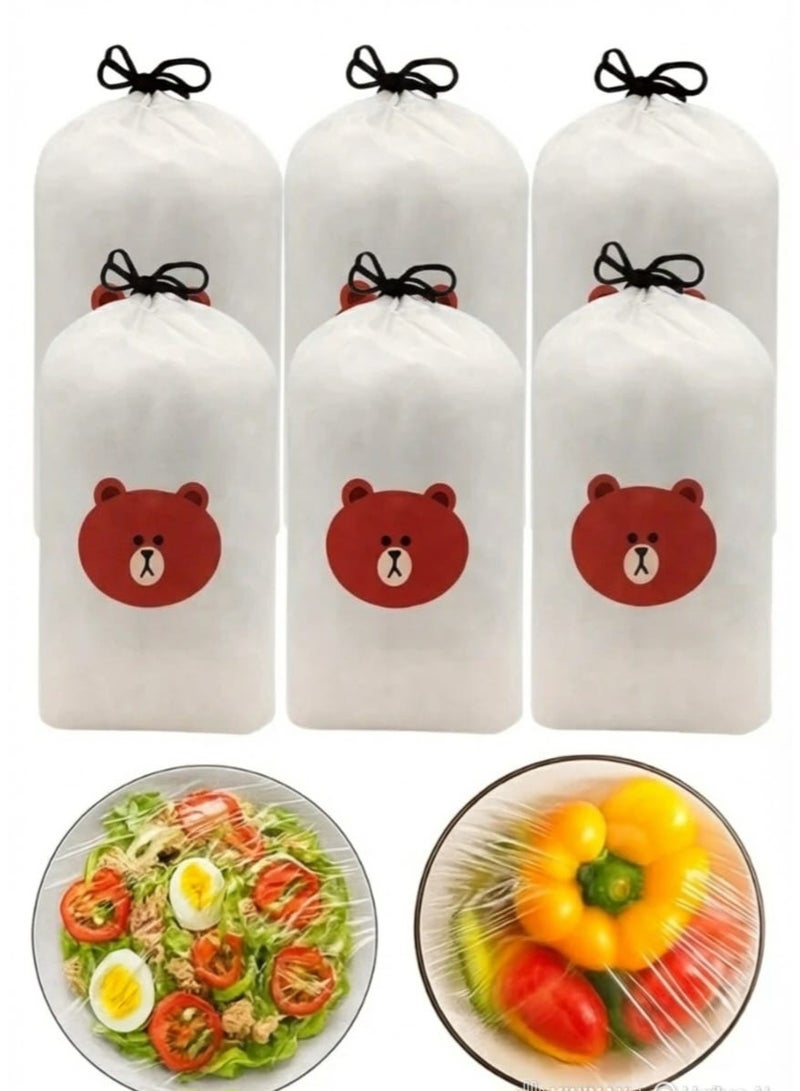 600 كيس لحفظ الطعام - أغطية طعام - أكياس مرنة لحفظ الطعام طازجًا - أغطية أوعية قابلة للتمدد، أكياس حفظ شفافة للاستخدام مرة واحدة للفواكه وبقايا الطعام - Image 3