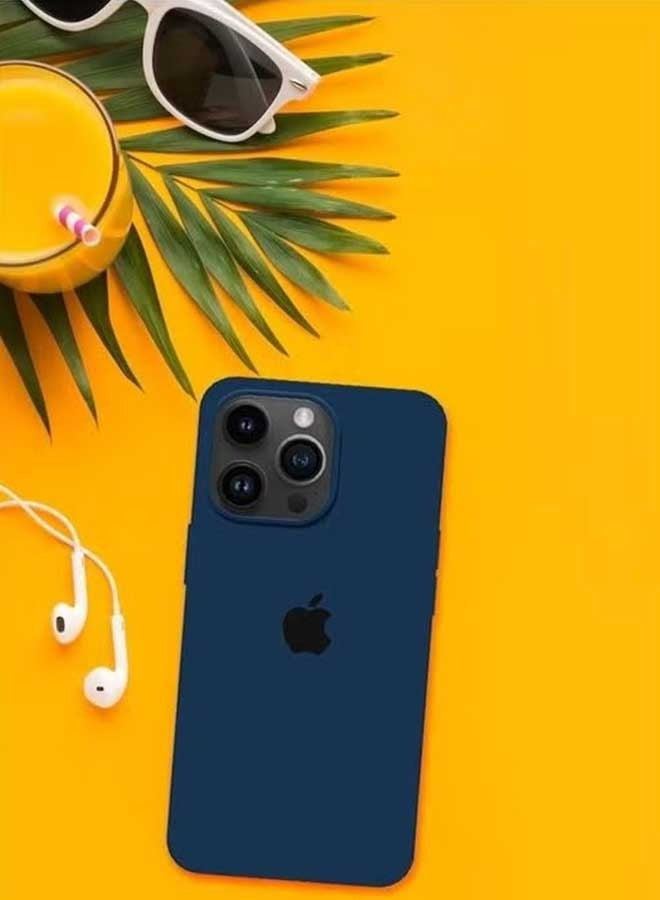 Ocean غطاء حماية للهاتف المحمول iPhone 15 Pro Max، حماية من السيليكون السائل الناعم ومضادة للخدش ومضادة للصدمات، غطاء خلفي واقٍ نحيف مع بطانة من الألياف الدقيقة، لهاتف iPhone 15 Pro Max (أزرق داكن) - Image 5