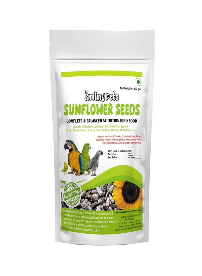 Smiling Pets 1.2kg Bird Food - Natural Sunflower Seeds for Lovebirds, Cockatiels, Parrots, Macaws, & Cockatoos - Healthy & Nutritious All Life Stages - Image 4