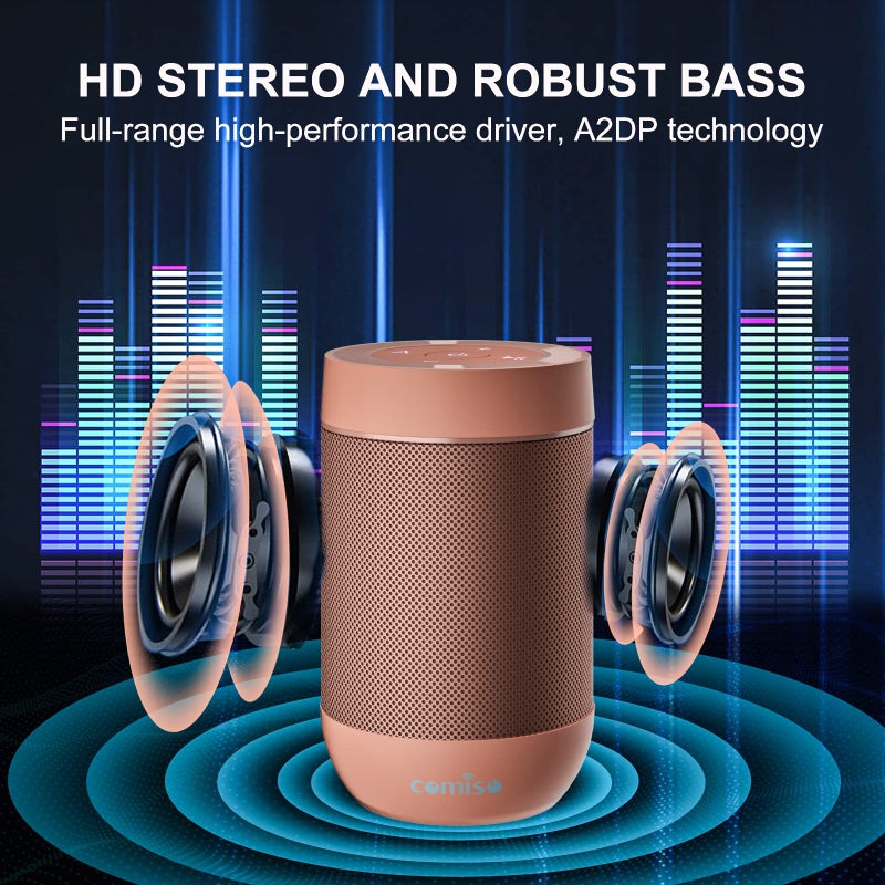 comiso Portable Bluetooth Speaker, Small Shower Speaker with IPX5 Waterproof, 360Â° HD Loud Sound, Wireless Stereo Pairing, Mini Speakers Support TF Card, Built-in Mic, Pocket Size for Travel Outdoors - Image 5