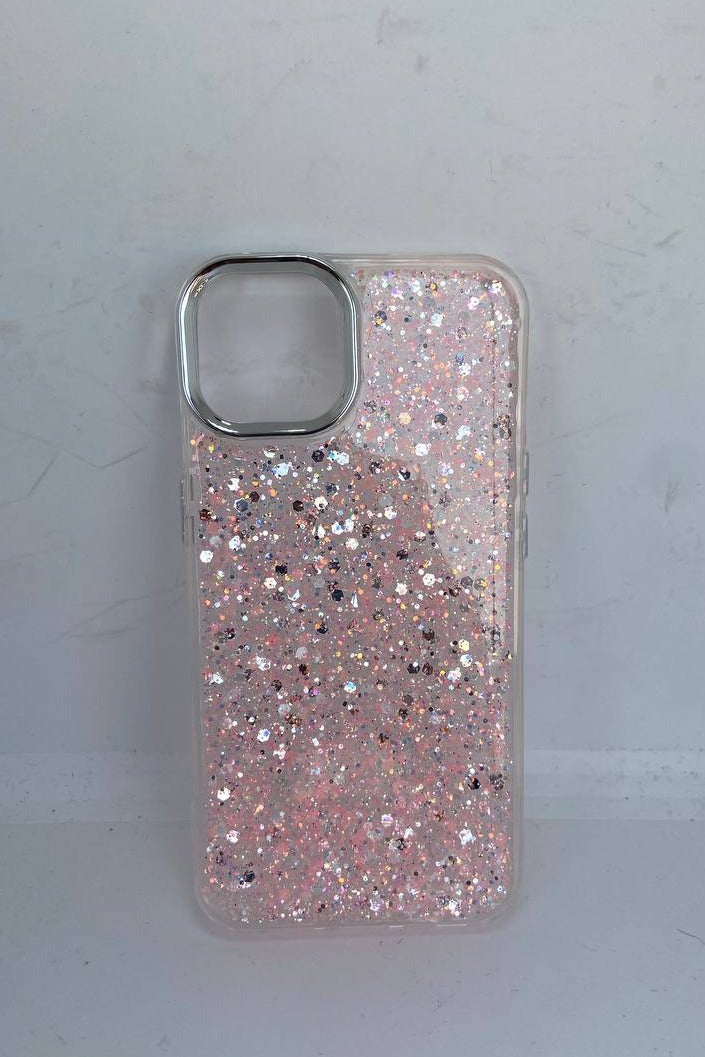 Case For iPhone Case, Clear Glitter Bling Sparkly, Soft TPU Frame Bumper, Hard-Back Cover for Women & Girls, Transparent Protective Phone Case (Glitter Pink, iphone 13/14) - Image 1