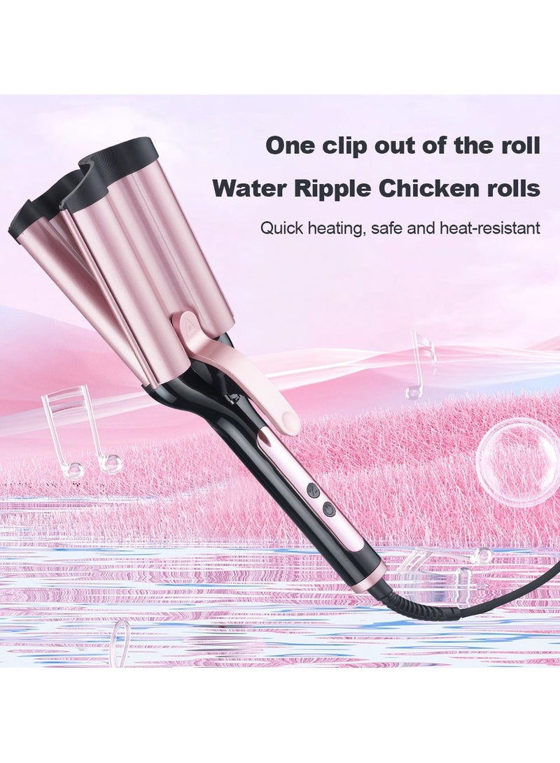 3 Barrel Curling Iron, Rapid Heating Ceramic Curling Iron With Two Temperature Controls, Ceramic Curling Iron For Deep Wave Style Curling Iron Styling Tool - Image 2