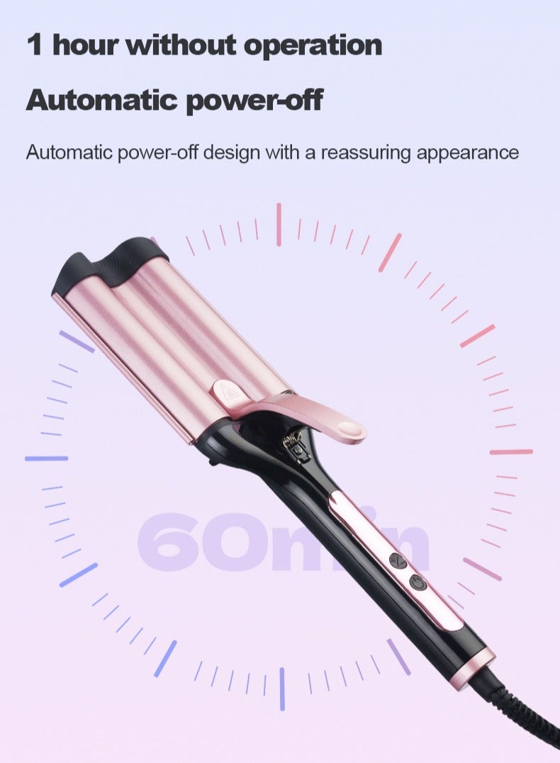 3 Barrel Curling Iron, Rapid Heating Ceramic Curling Iron With Two Temperature Controls, Ceramic Curling Iron For Deep Wave Style Curling Iron Styling Tool - Image 3