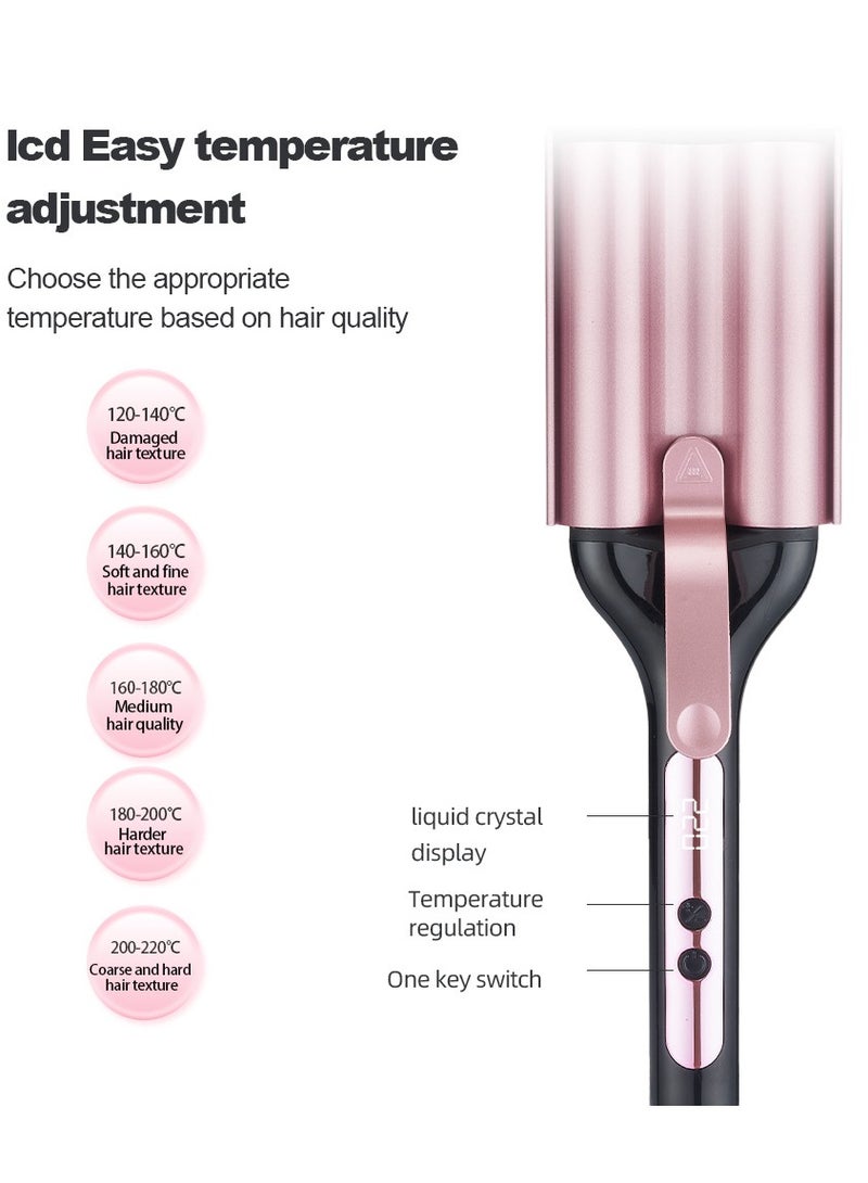 3 Barrel Curling Iron, Rapid Heating Ceramic Curling Iron With Two Temperature Controls, Ceramic Curling Iron For Deep Wave Style Curling Iron Styling Tool - Image 5