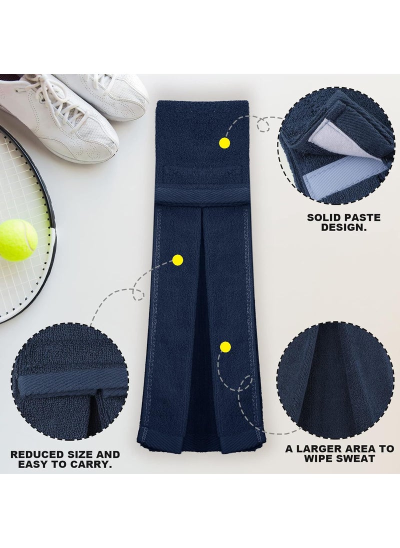 Moukeren Moukeren 3 Pcs Football Field Towel Quarterback Accessories Cotton Sports Sweat Towel with Hook and Loop Fastener for Football Golf GymBlack White Navy  - Image 3