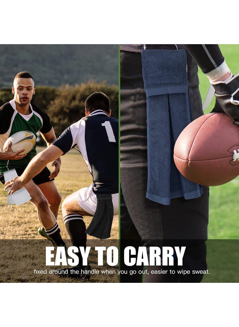 Moukeren Moukeren 3 Pcs Football Field Towel Quarterback Accessories Cotton Sports Sweat Towel with Hook and Loop Fastener for Football Golf GymBlack White Navy  - Image 5