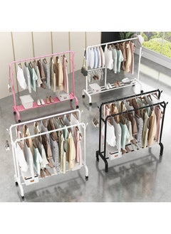Generic Bold Hanger Floor Drying Rack Household Indoor Folding Vertical Clothes Shelf Simple Wardrobe Storage-Colour:Black  Double Rod 1.5m Arch + Coat Hook  - Image 3