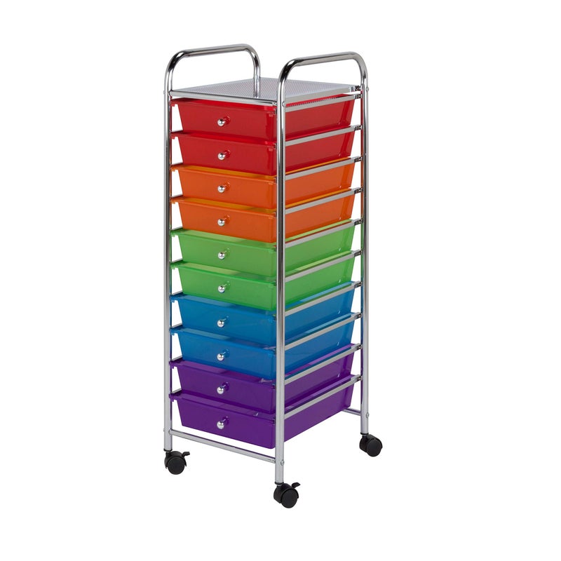 HoneyCanDo CRT02214 Rolling Office Organizer 10DrawerMulticolored