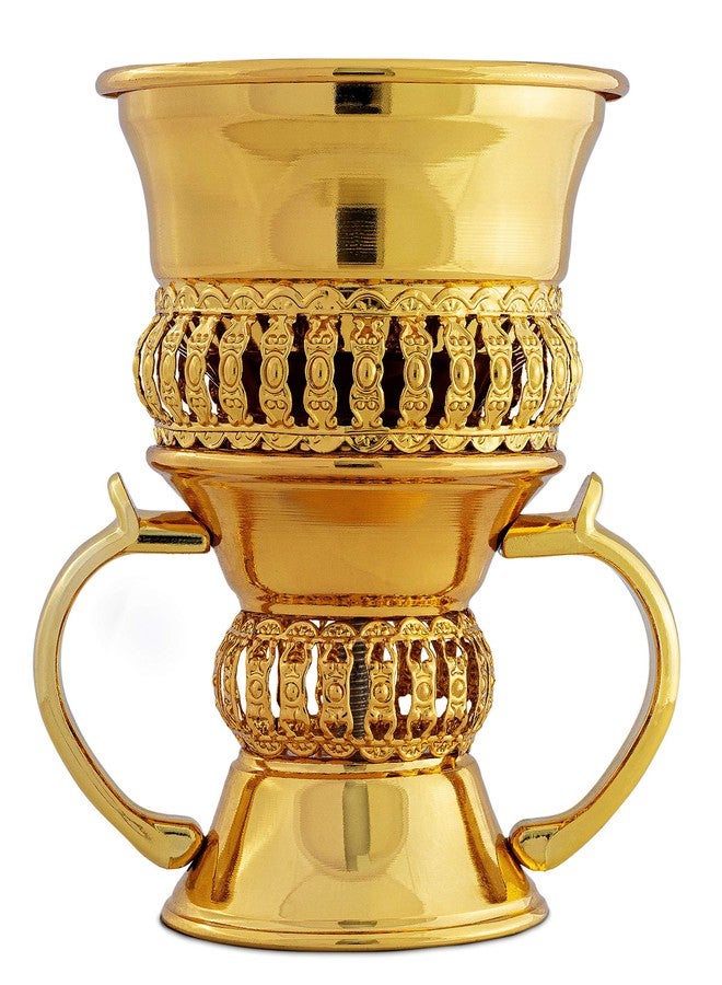 AM Regal Metal Incense Burner - Bakhoor Burner Mubkhara – Frankincense Resin Burner - Ideal for Yoga, Spa & Aromatherapy (Gold) - Image 4