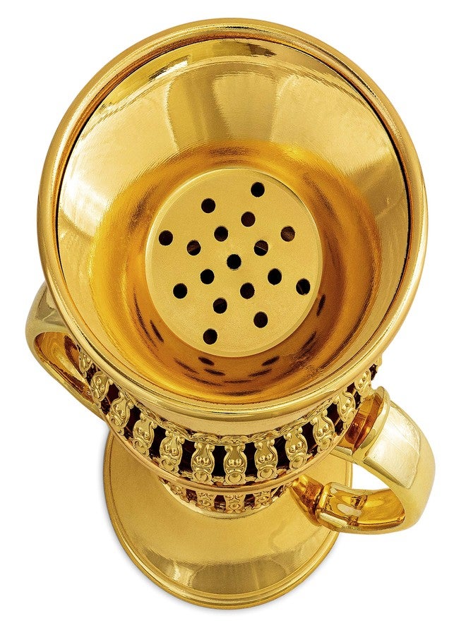 AM Regal Metal Incense Burner - Bakhoor Burner Mubkhara – Frankincense Resin Burner - Ideal for Yoga, Spa & Aromatherapy (Gold) - Image 5