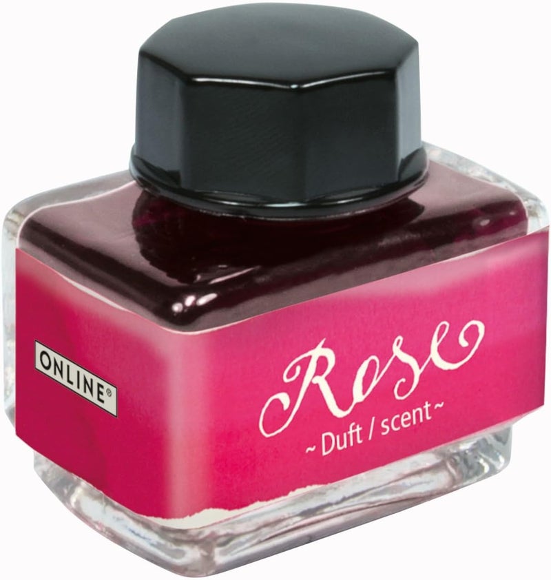 Online 17063/3 Ink of the senses ROSE, ink colour pink, with scent, ink bottle 15 ml, in carton packaging - Image 1