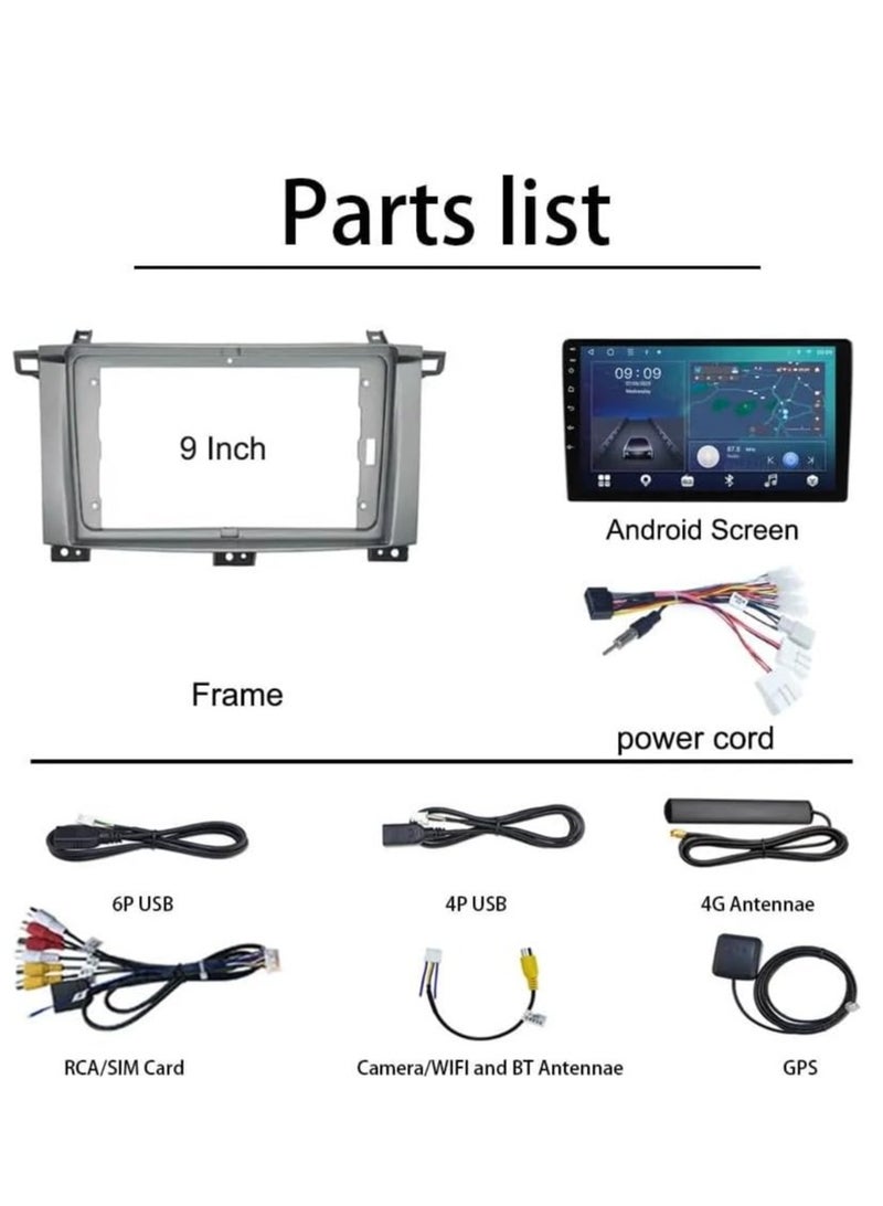 Android Car Stereo for Toyota Land Cruiser 2003 2004 2005 2006 2007 2GB RAM 32GB ROM 9 Inch Support Apple Carplay, MirrorLink WiFi BT, IPS Touch Screen with Backup Camera Included - Image 2